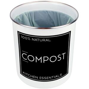 Black Minimalist Compost Caddy - Metal 2L Decorative Kitchen Food Waste Bin