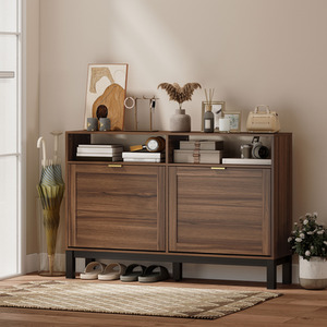 HOMCOM Narrow Shoe Cabinet with 2 Flip Drawers  Shoe Storage Cabinet