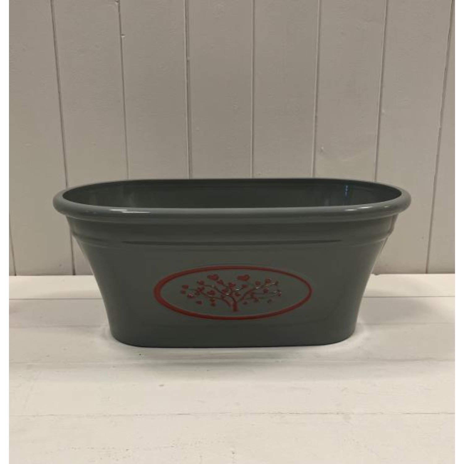 Kdmd Grey Round Love Heart Tree Trough Recycled Plastic Planter - Dark Grey