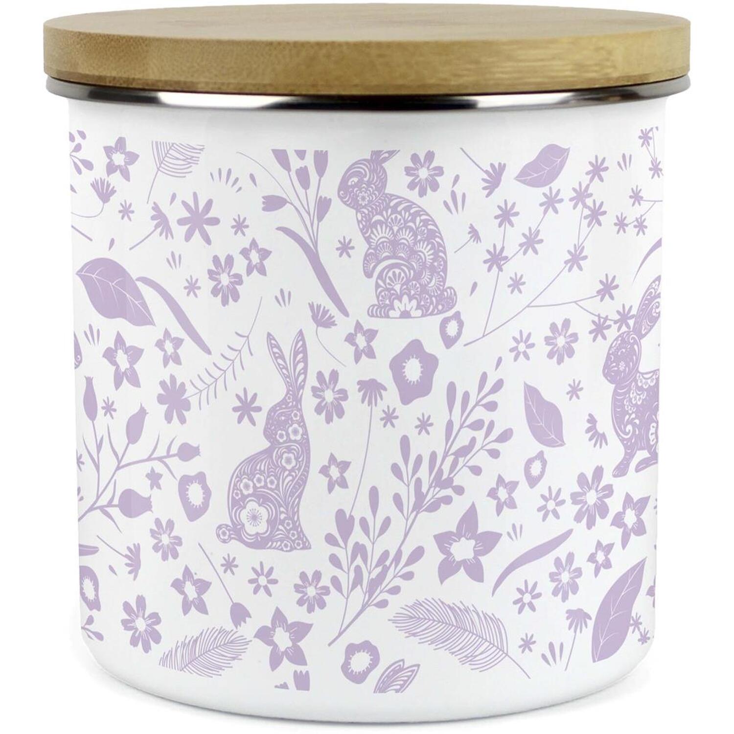Purely Home Lilac Wild Rabbits Large Kitchen Storage Canister - Blue / 130Mm / Large