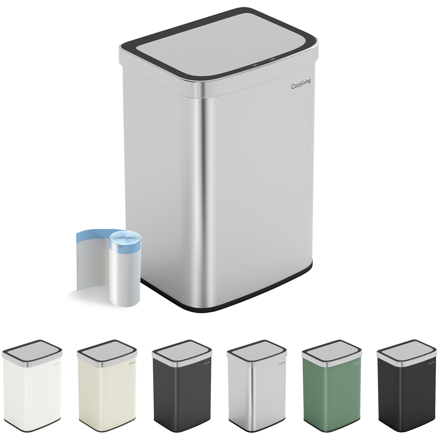 Mcc Direct Cozyliving 16L Automatic Sensor Waste Bin - Hands-Free Motion Activated Kitchen Bin - Silver