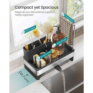 Steel Sink Tidies with Rotating Spout, Black & Silver