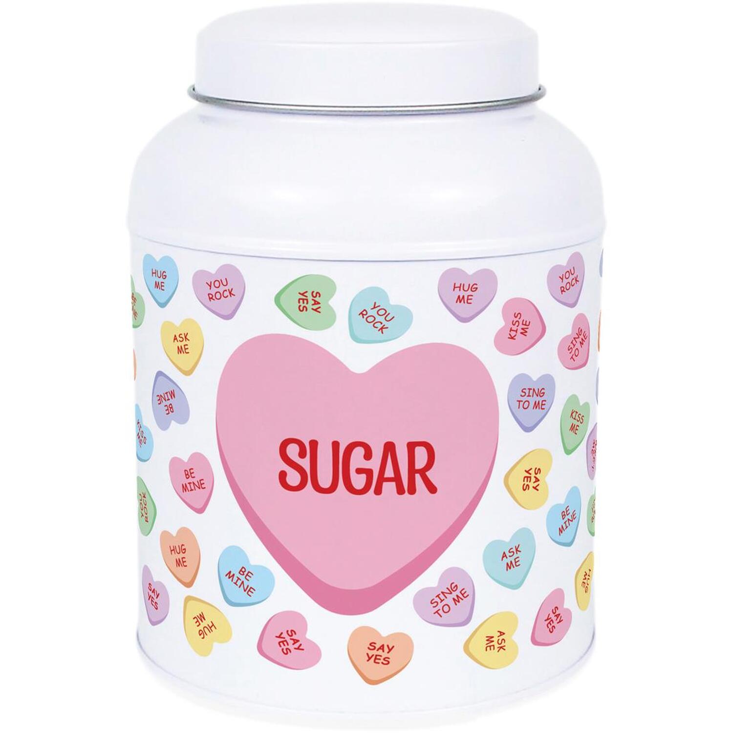 Heart Candy Sugar Canister - Small Domed Lid Kitchen Storage Tin Gift - Image 2