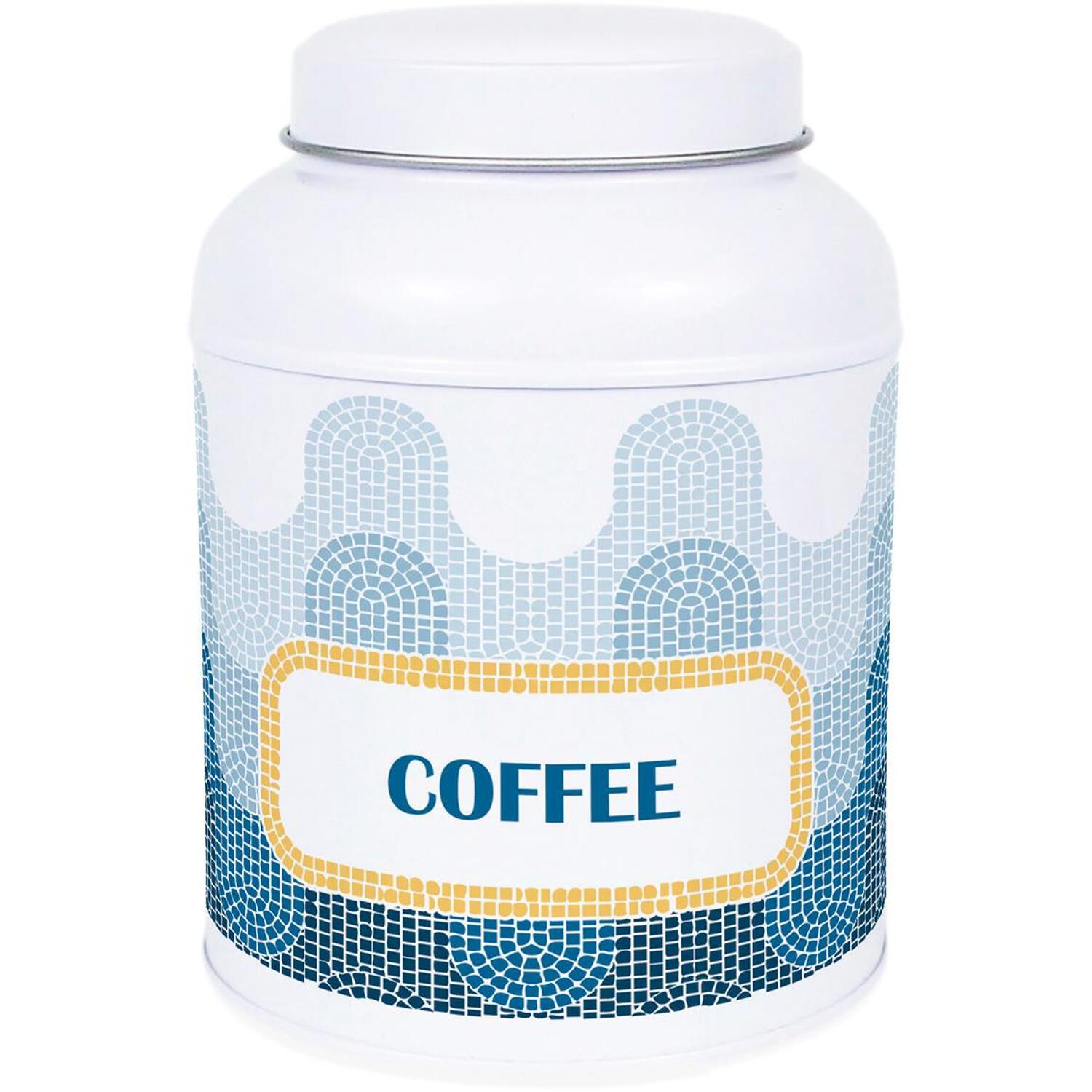 Purely Home Mosaic Waves Hot Chocolate Canister - Small Domed Lid Kitchen Storage Tin - Coffee