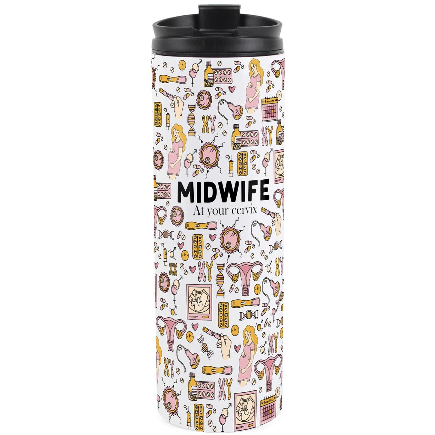 Midwife Travel Mug - Novelty Trades Gift Reusable Stainless Steel Travel Flask - Image 2
