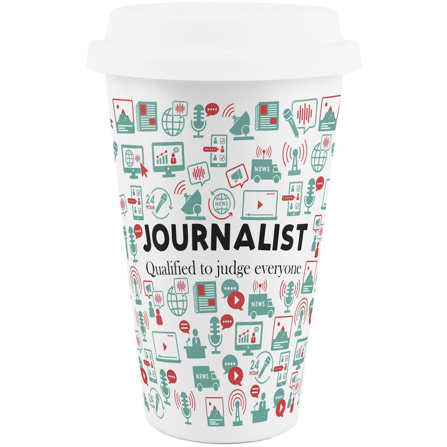 Image of Novelty Journalist Ceramic Travel Mug -&hellip;