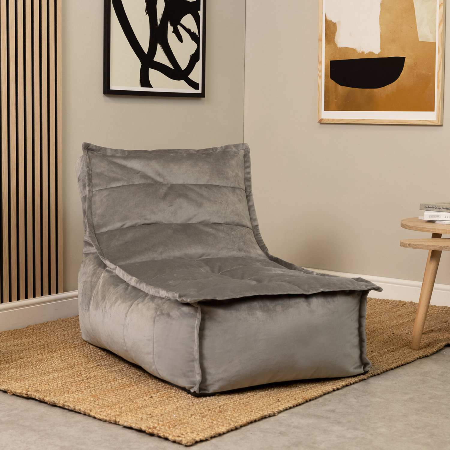 Icon Dolce Velvet Bean Bag Lounger - Grey