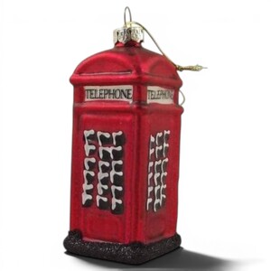 Painted Glass Telephone Box Christmas Decoration