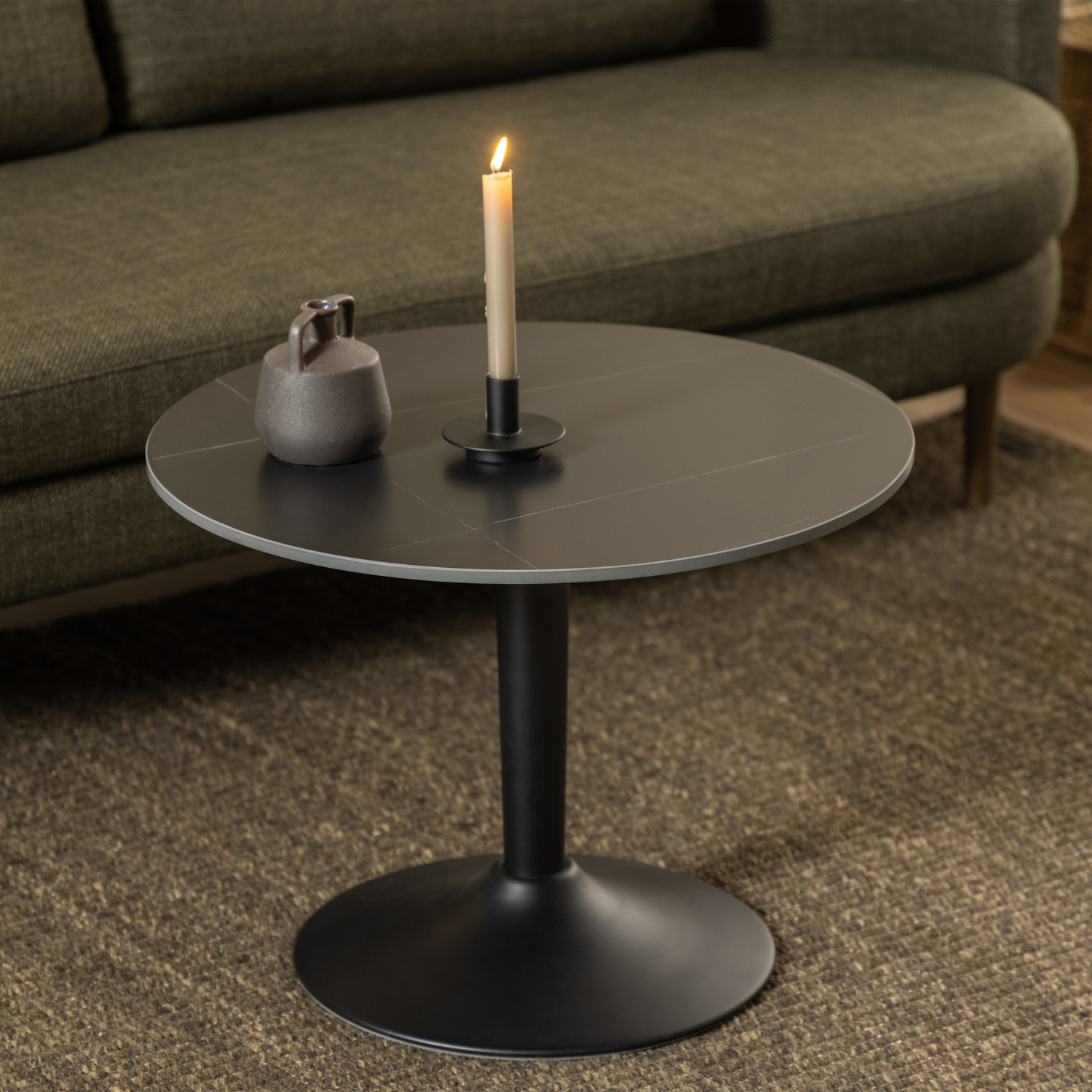 Florence Malta Round Coffee Table - Black Ceramic Top - Matt Black Steel Base - Furniture To Go - Image 3