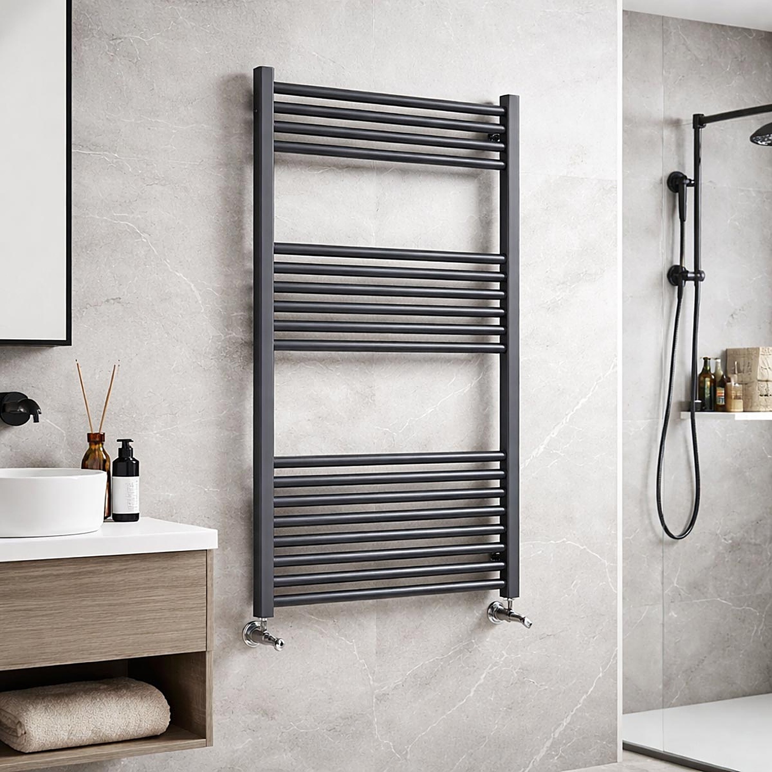 Lux Heat Anthracite Towel Radiator-Anthracite Grey-1000Mm X 600Mm - Anthracite Grey - Image 2