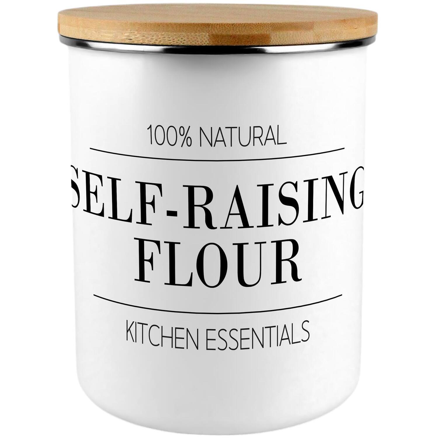 Minimalist Self-Raising Flour Canister - Modern Black & White Home/Kitchen Large Enamel Food Storage Jar Gift - Image 3