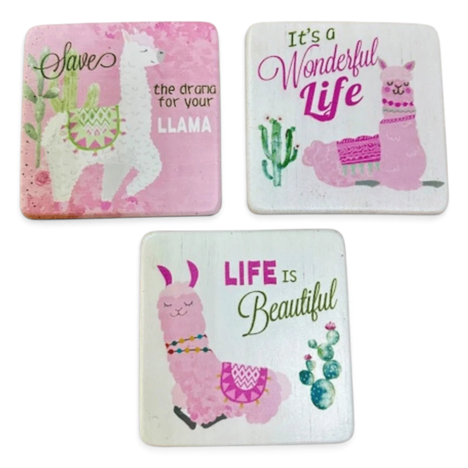 Image of Set of 3 Llama Design Coasters&hellip;