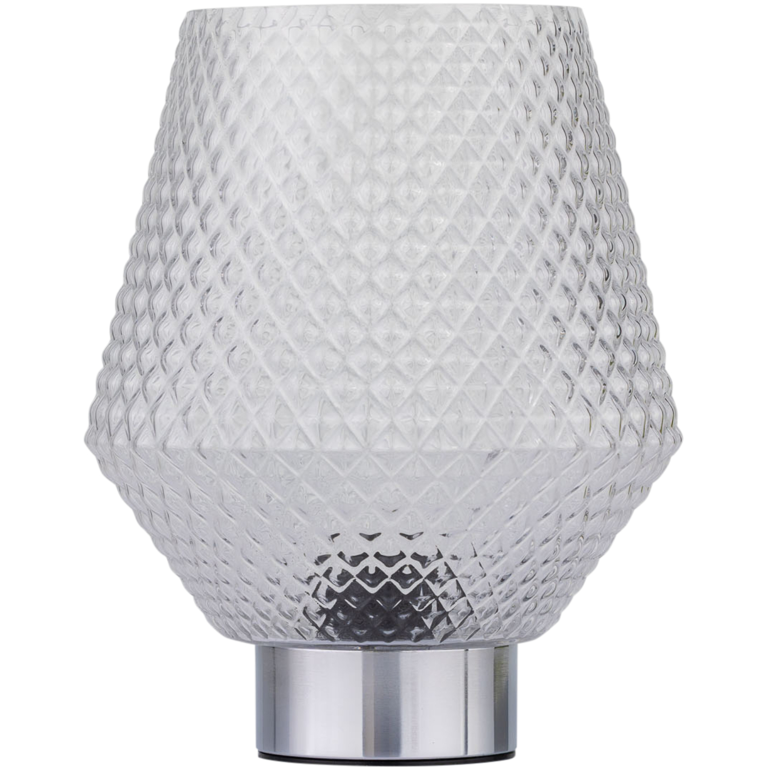 First Choice Lighting Porter Battery Operated Chrome Lamp With Clear Textured Glass - Chrome & Clear - Image 2