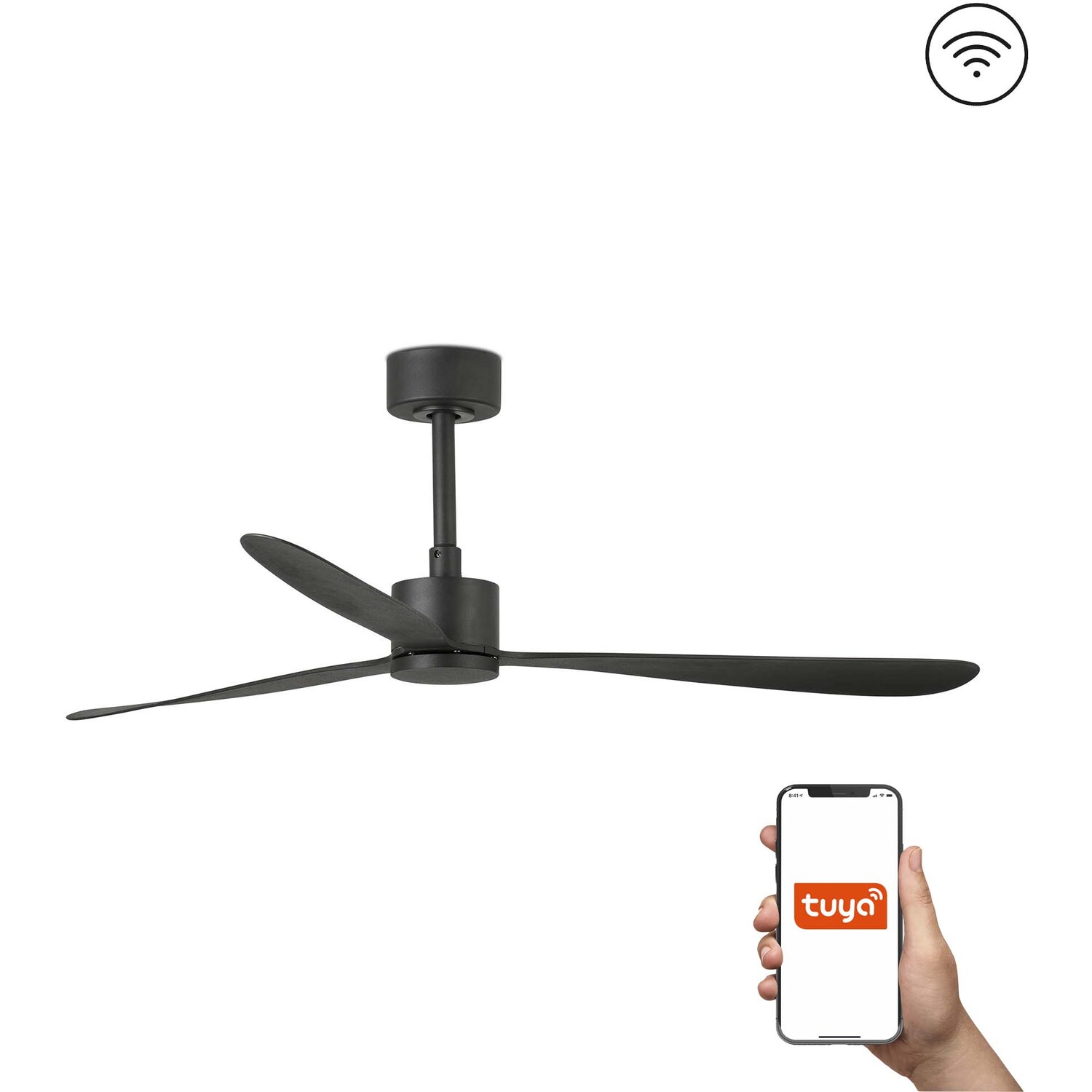 Amelia 132cm Tuya Smart Ceiling Fan Black - Image 2