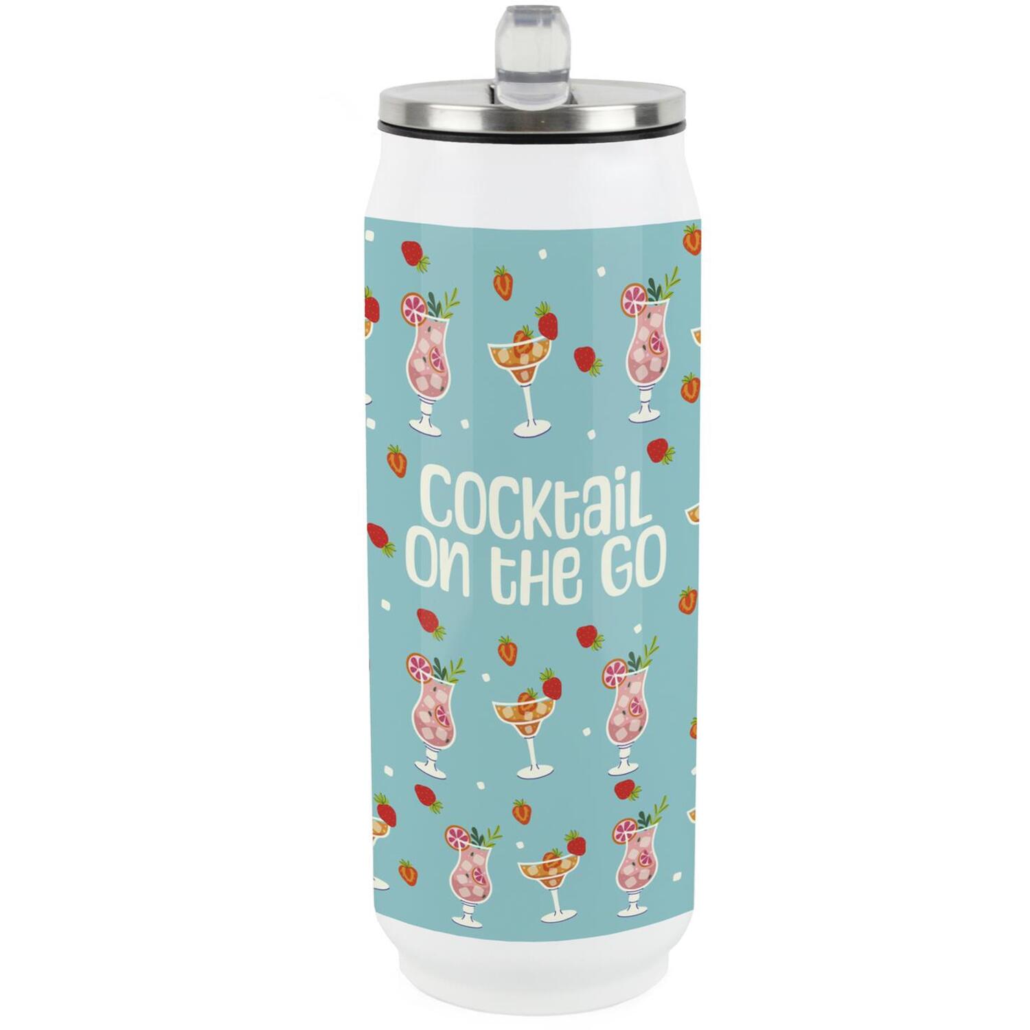 Cocktails On The Go Large Drinking Flask with Straw - Travel Mug Holiday Gift - Image 2