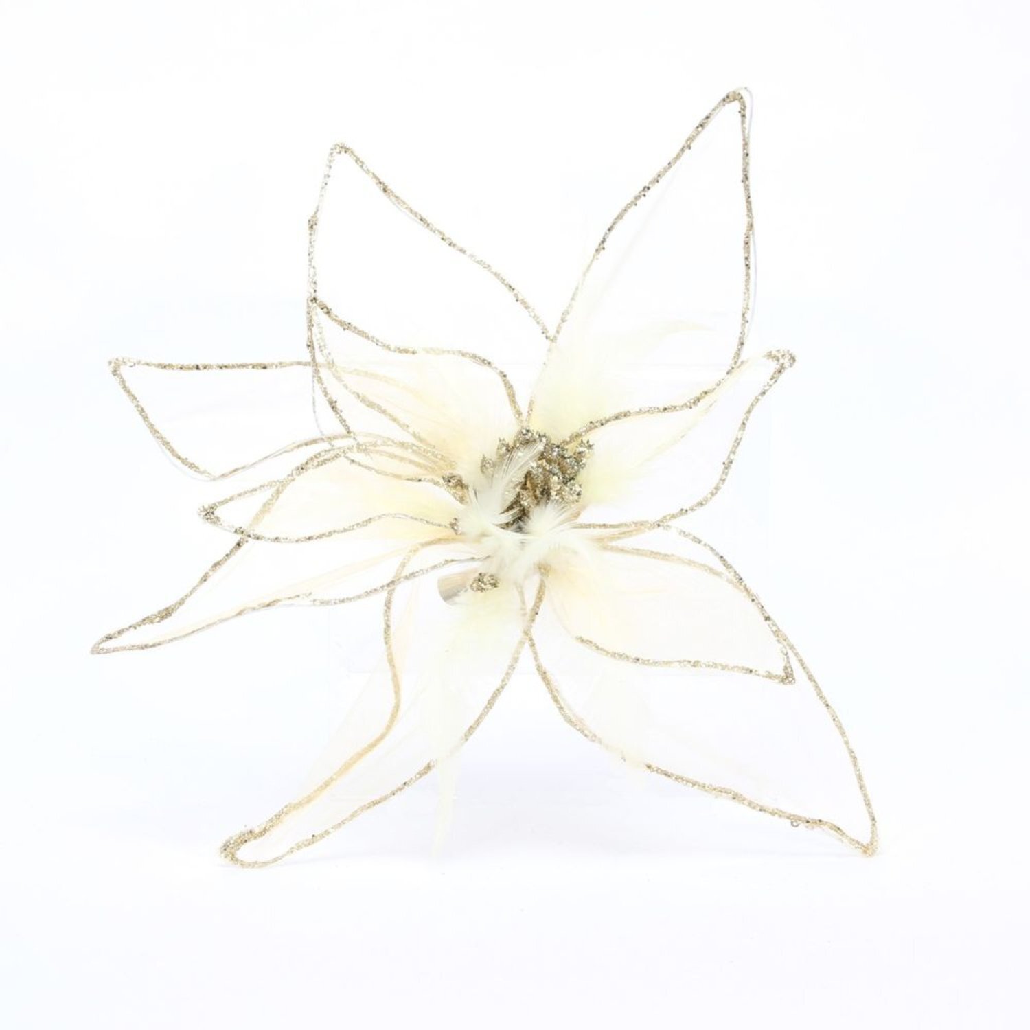 Kdmd Gold Poinsettia Organza With Clip - Gold