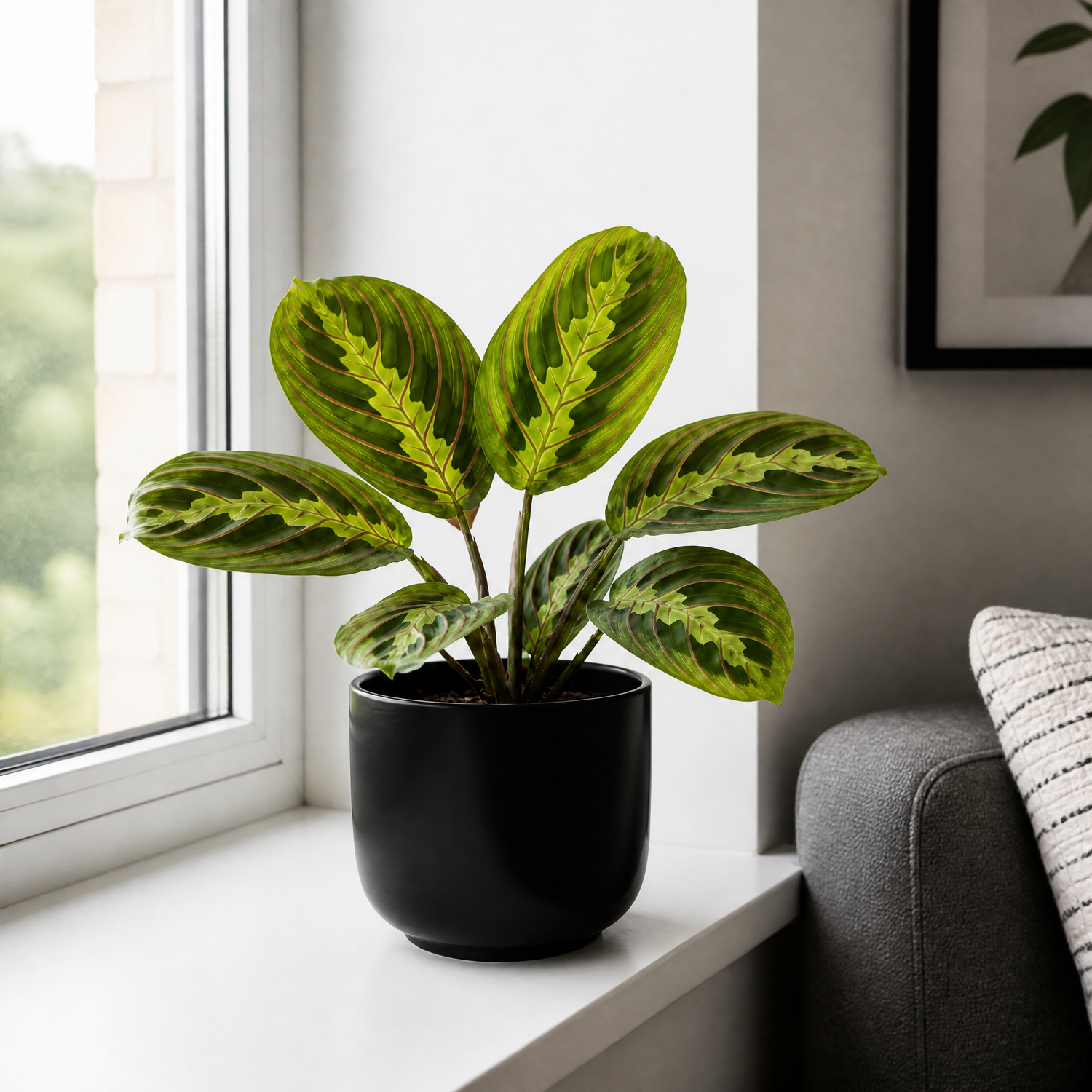Plants By Post Maranta Lemon Lime Prayer Plant C - Matt Black