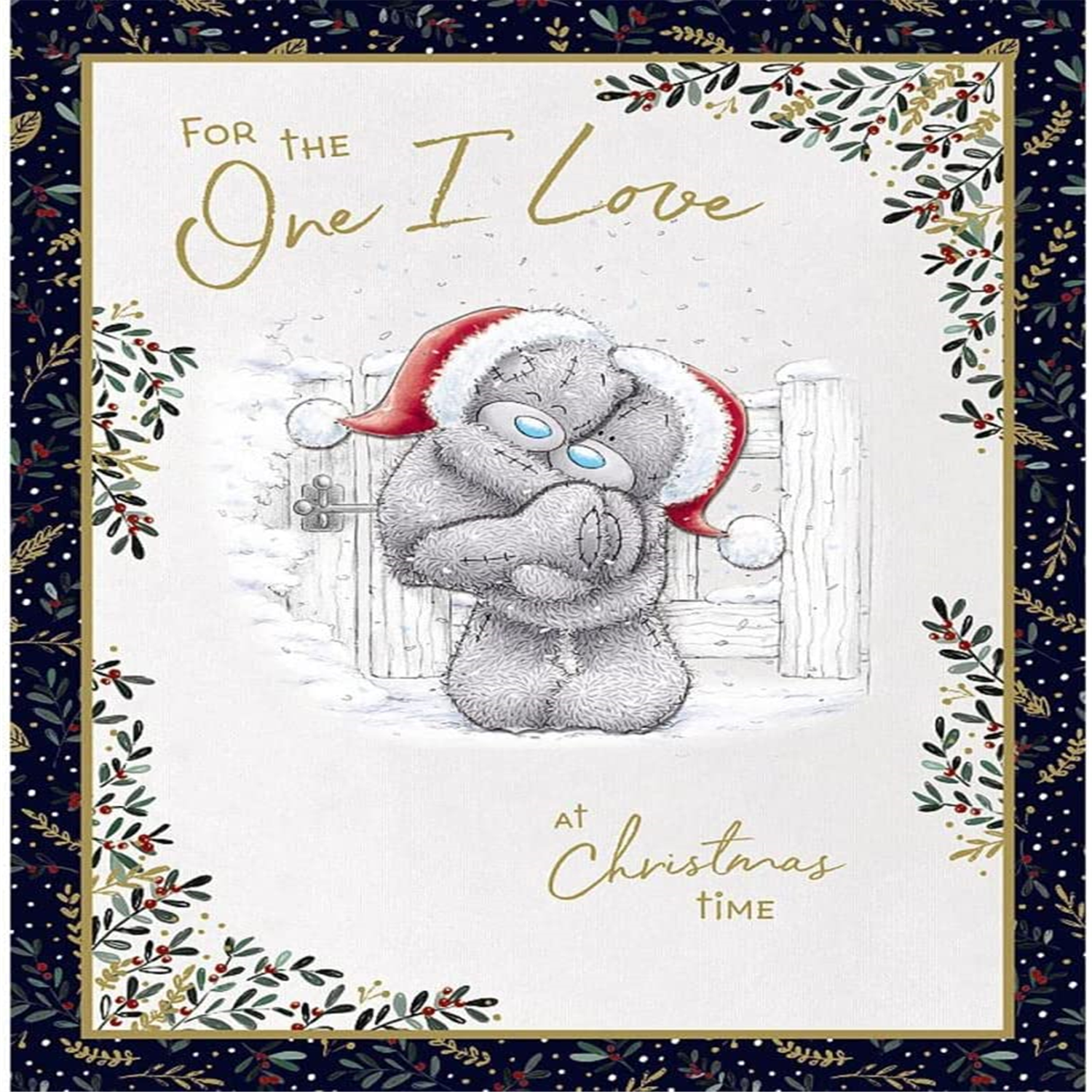Me To You Bear Being Lifted One I Love Large Christmas Card - Red