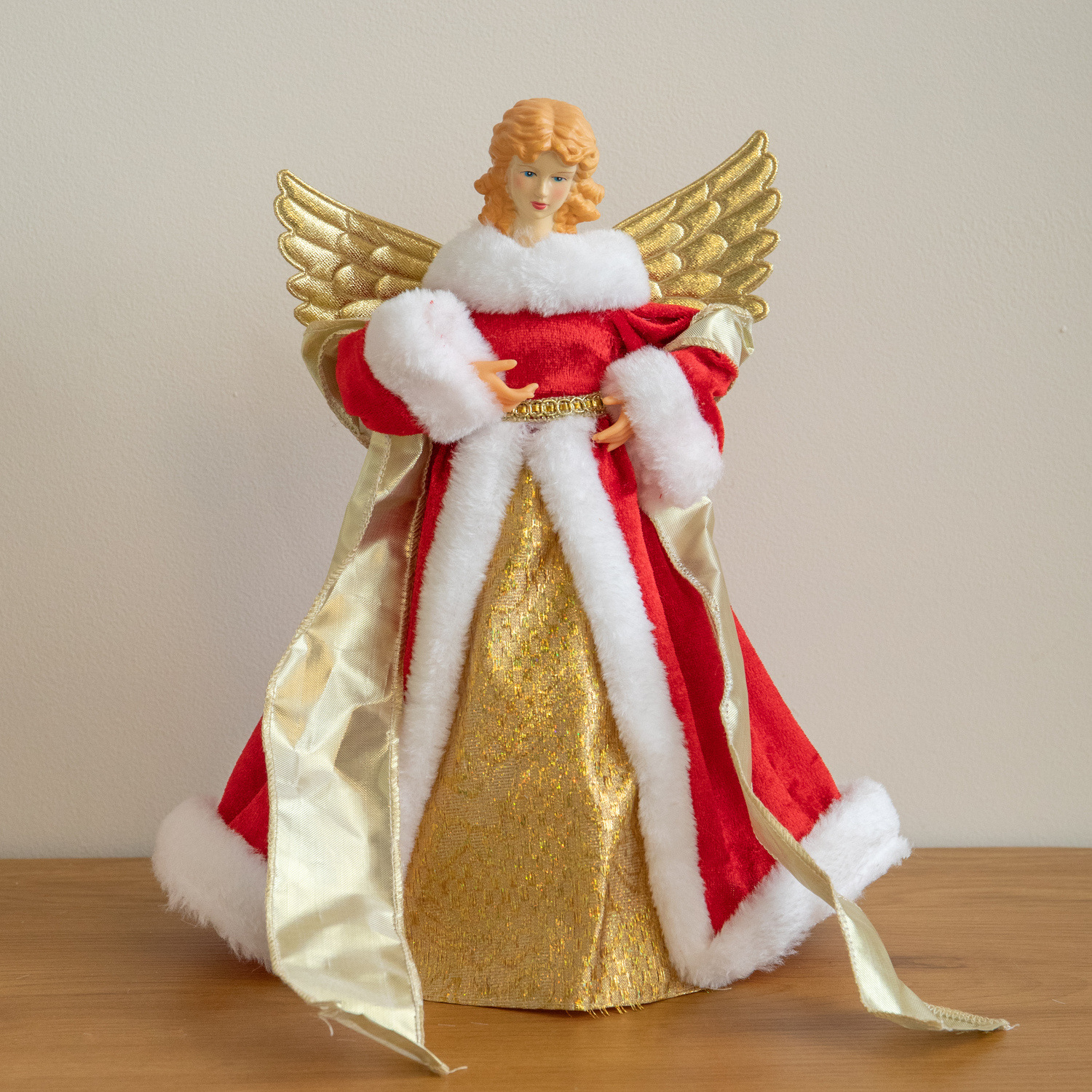 Rackhams Gold/Red/White 30Cm Traditional Christmas Angel Tree Topper Decoration - Image 3
