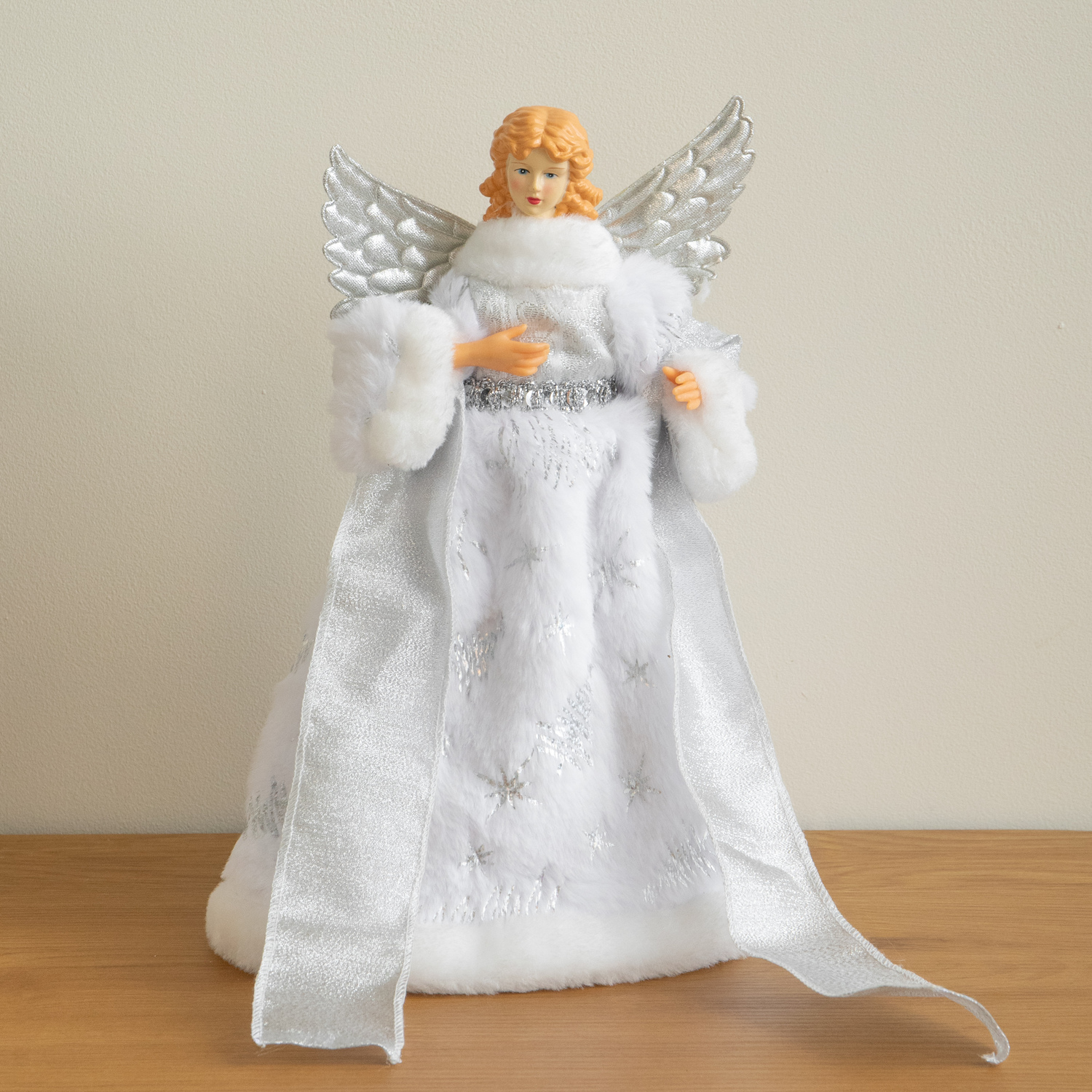 Silver 30Cm Traditional Christmas Angel Tree Topper Decoration In - Image 3