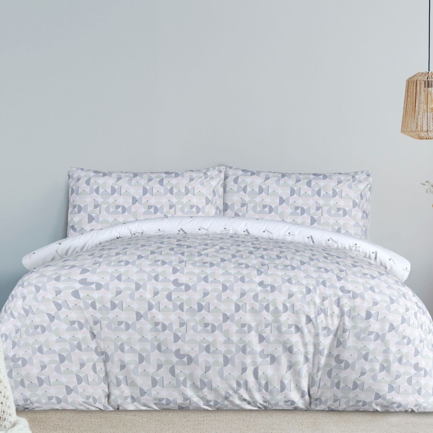 Smart Living Blue Printed Reversible Circle Geo Duvet Cover With Pillowcases - Single (135Cm X 200Cm) - Image 2