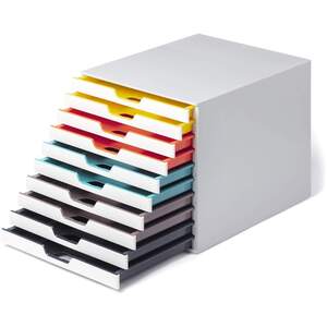 Varicolor Mix Desktop Organiser 10 Drawer Colour Coded Storage - A4+