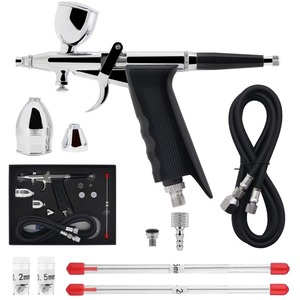Pistol Grip Dual Action Airbrush Kit Silver