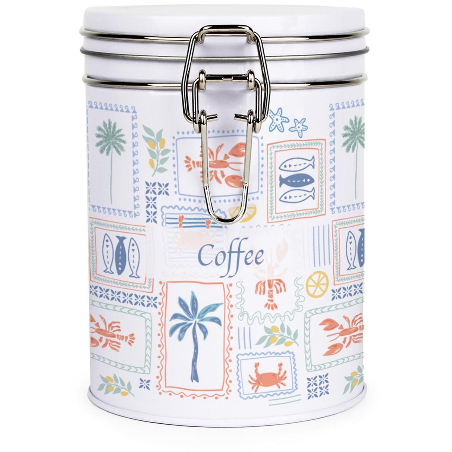 Mediterranean Summer Coffee Canister - Metal Clip Lid Kitchen Storage Gift - Image 2