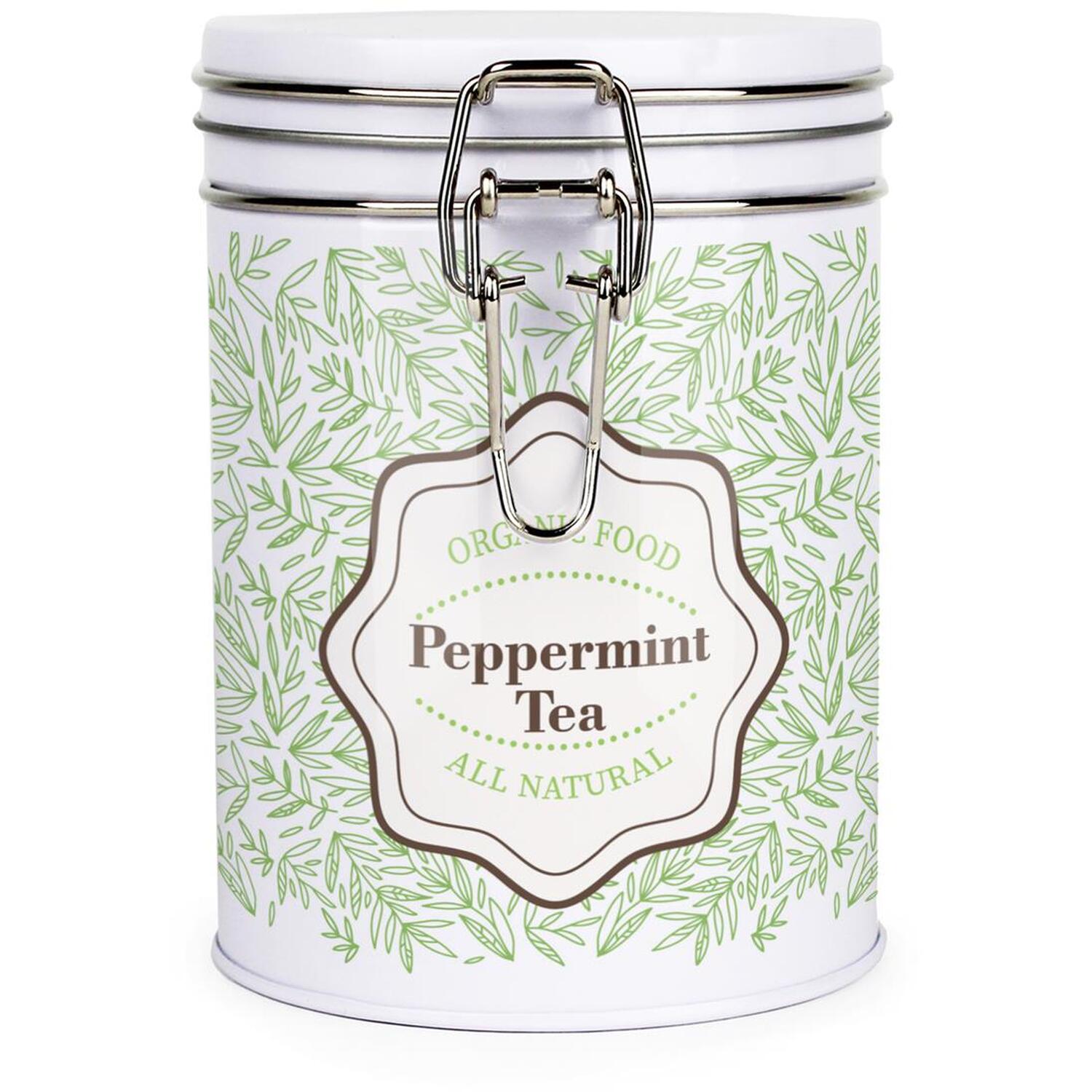 B&Q - Organic Green Leaves Clip-Lid Kitchen Storage CanisterPeppermint Tea - Image 2