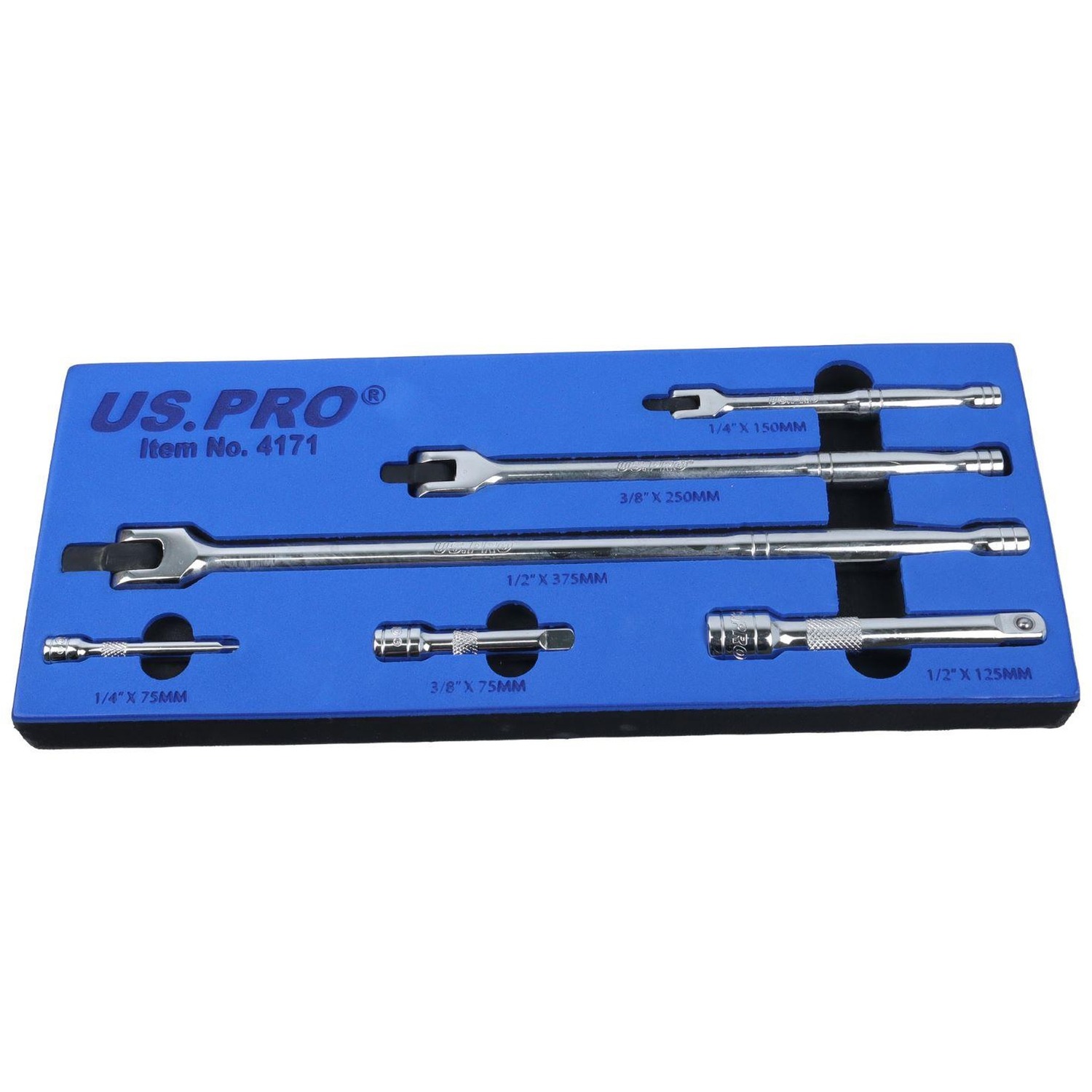 US PRO Tools 6pc Breaker Bar and Extension Set 1/4" 3/8" 1/2" Drive CR-MO 4171 - Image 3