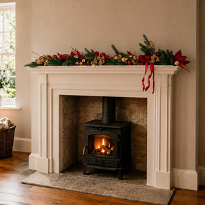 Noel Ribbon Poinsettia Garland