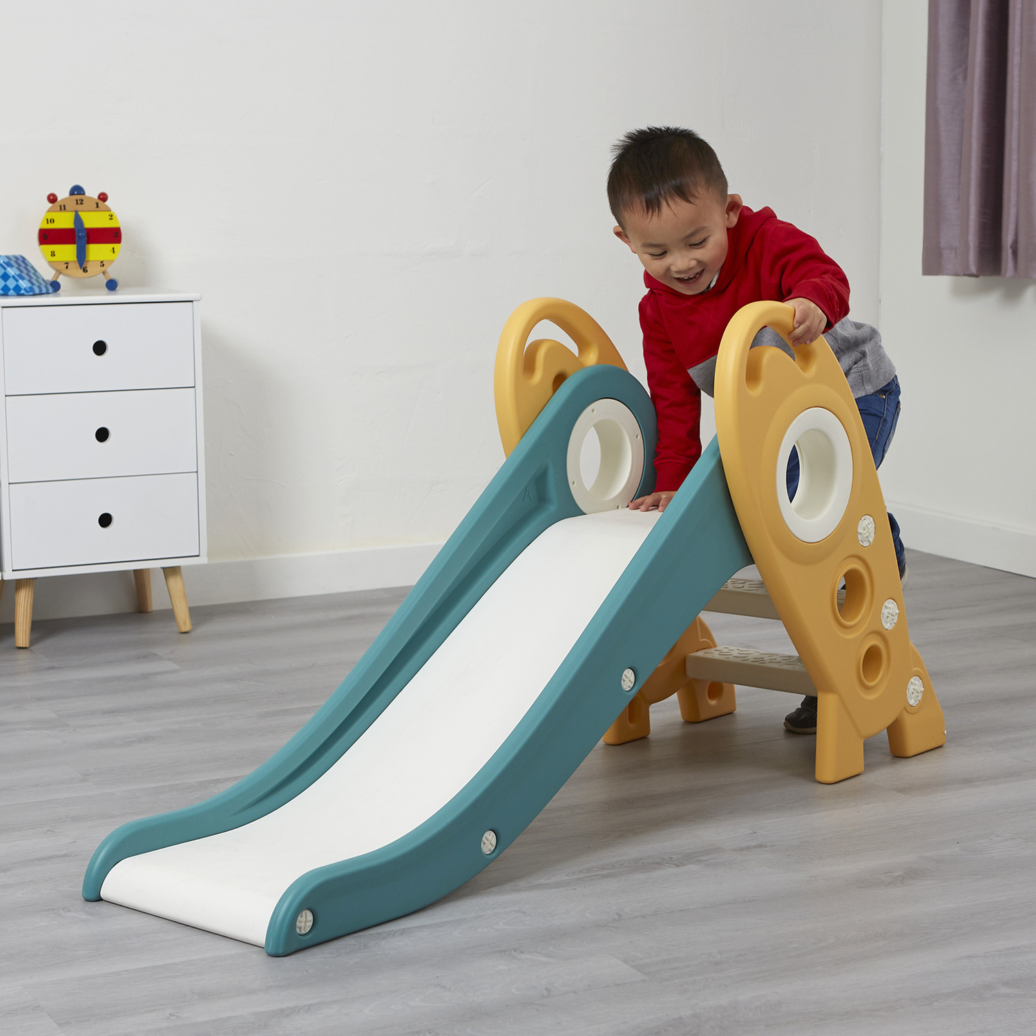 Liberty House Toys Kids Rocket Slide - Green And Gold