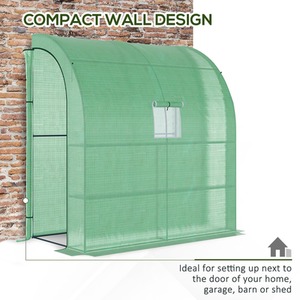 Green Outsunny Walk-In Lean to Wall Greenhouse with Window shot 1377214