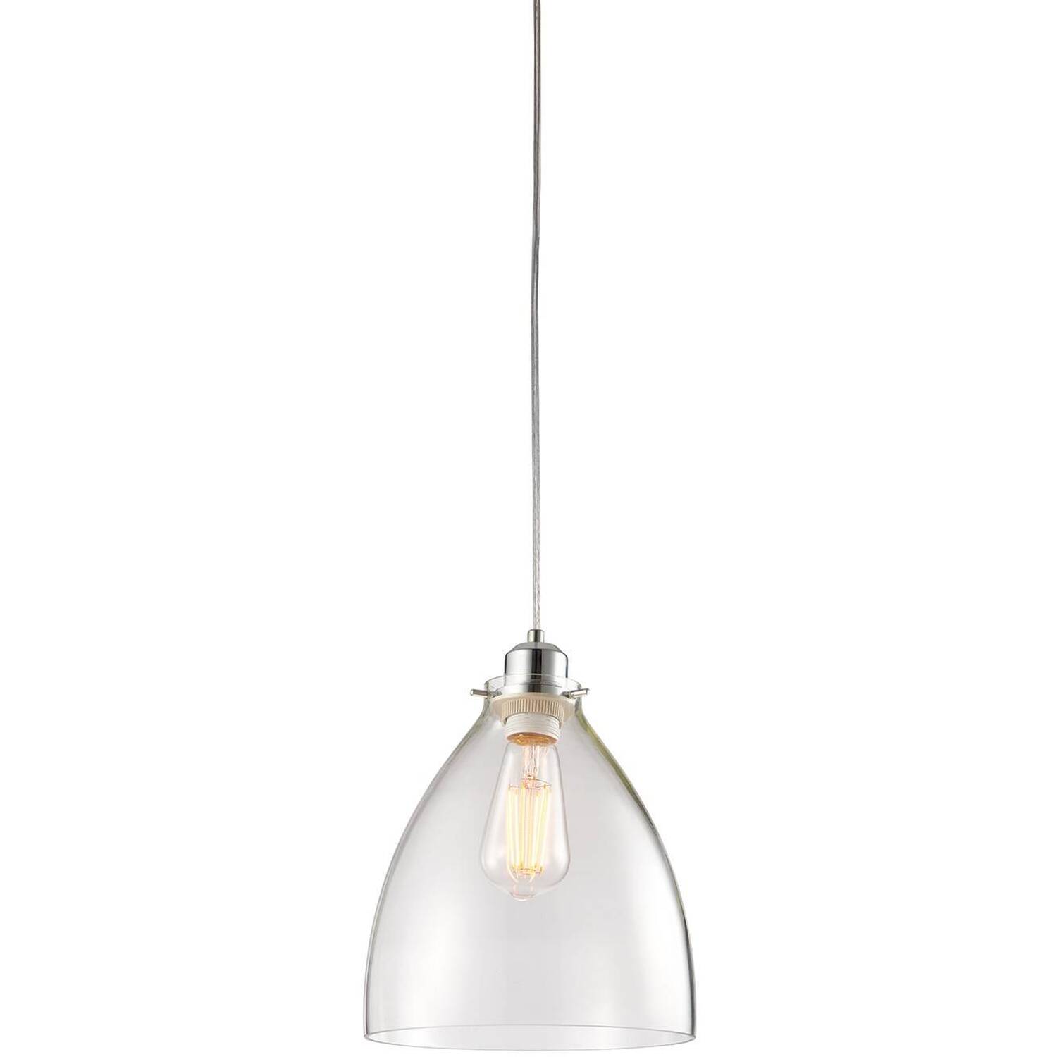 Elstow Ceiling Pendant Light Chrome, Clear Glass, E27 - Chrome