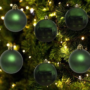 12 Pine Green Shatterproof Baubles
