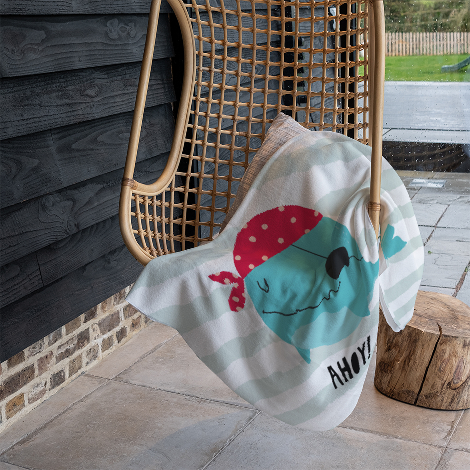 Ahoy! Whale Blanket - Blue