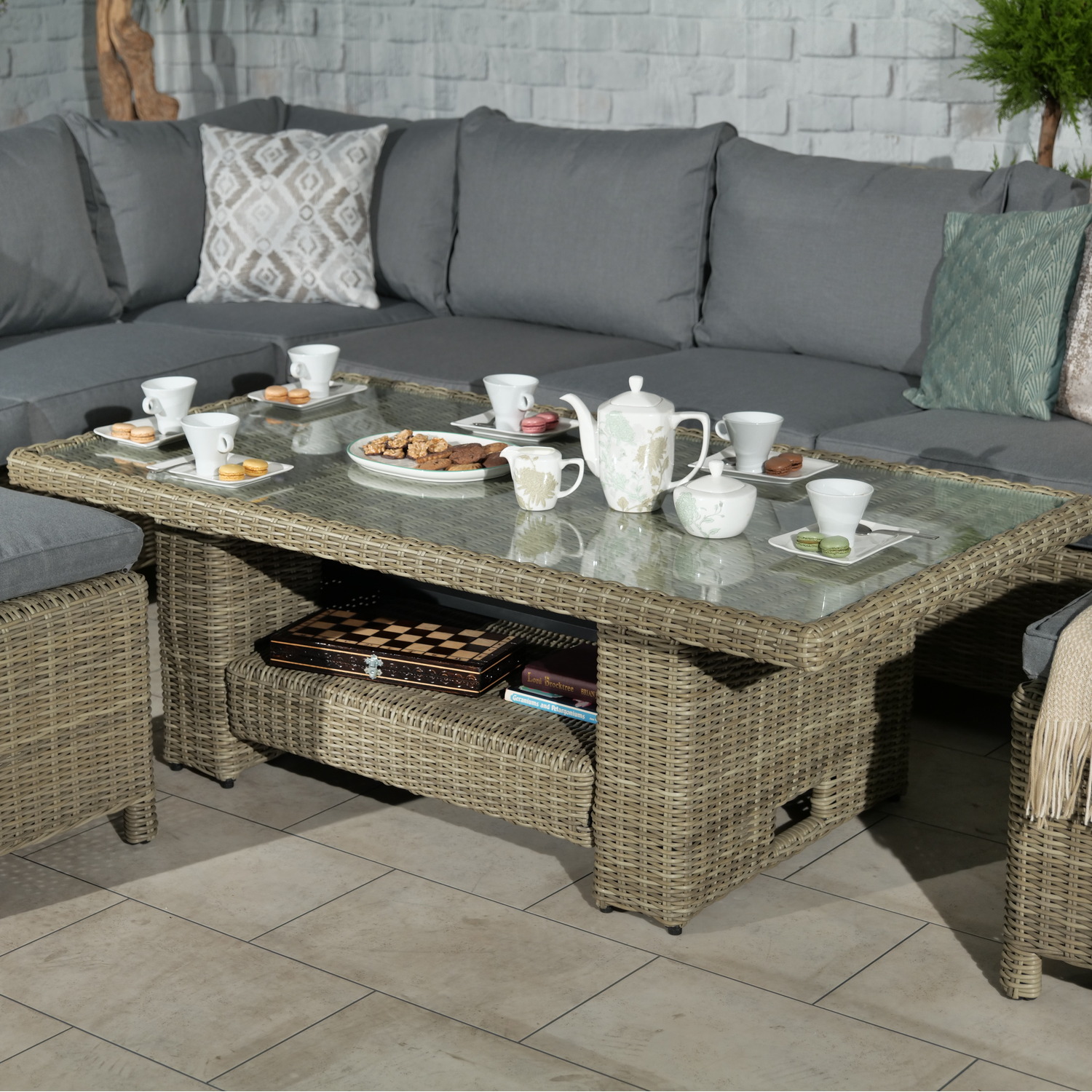 Wentworth 7pc Deluxe Modular Corner Dining Lounging Set - Neutral