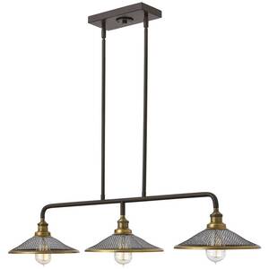 Rigby 3 Light Ceiling Island Chandelier Pendant Bar Light Bronze, E27