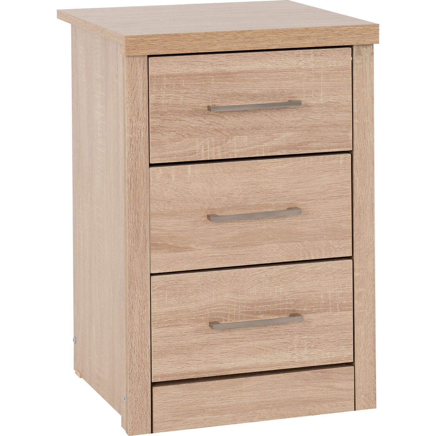 Seconique - Lisbon 3 Drawer Bedside Chest - Light Oak thumbnail