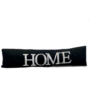 Home Glitter Draught Excluder - Black Plush