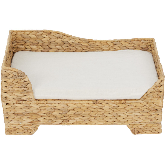 Teamson Pets Neith Wicker Seagrass Pet Cat or Small Dog Daybed, TanCream