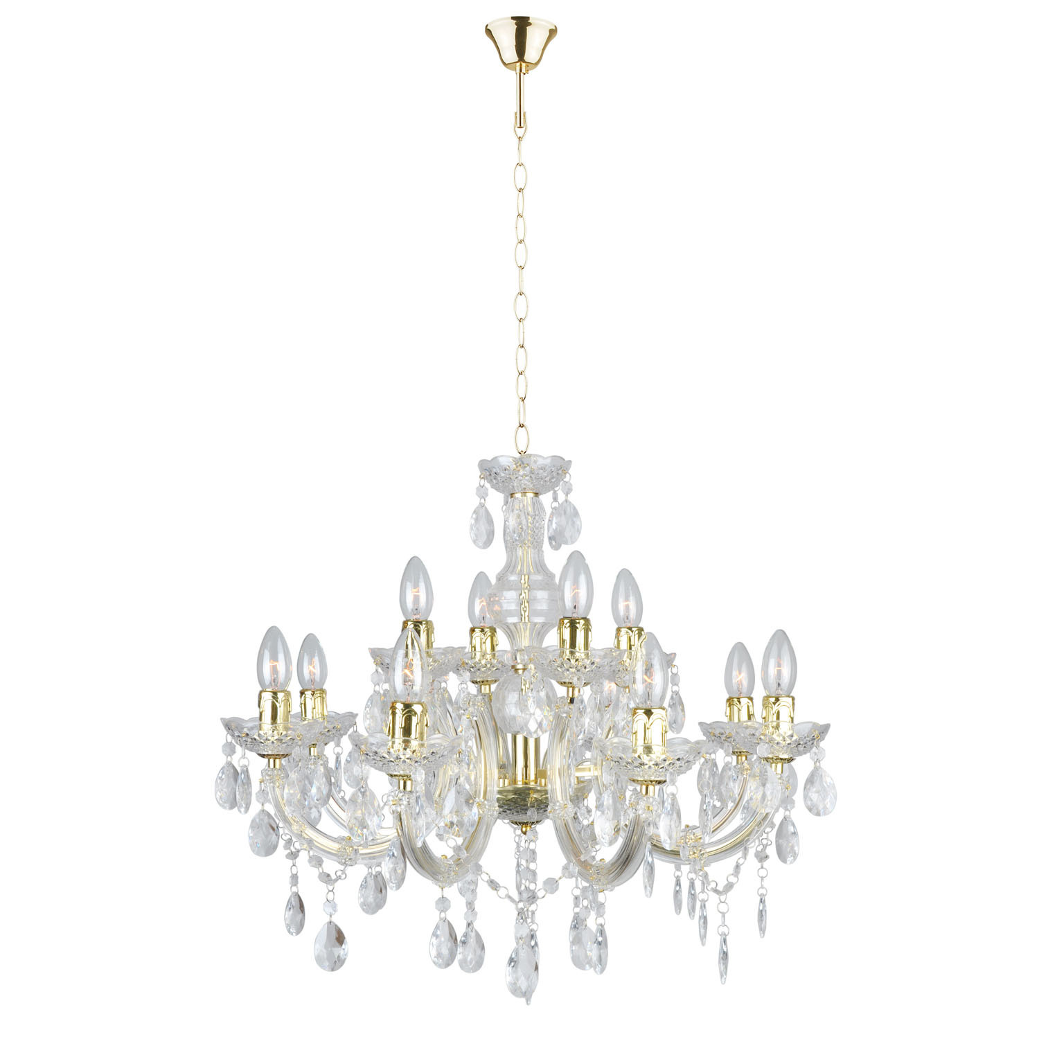 Marie Therese 12 Light Chandelier - Brass