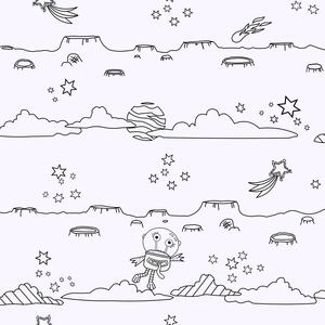 Wipe Clean Space Scene Wallpaper - White