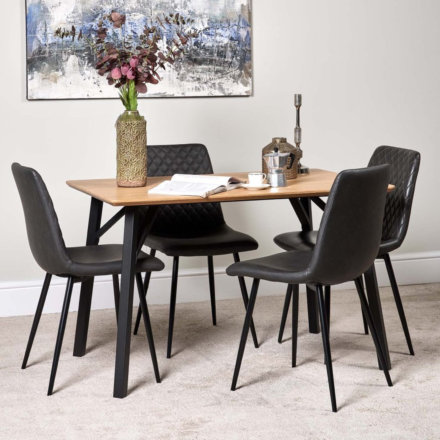 Woods Furniture - Kamala 140cm Dining Table  4 Ripley Dining Chairs - Grey thumbnail