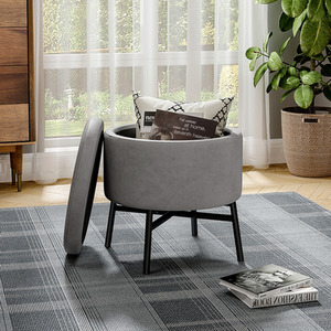 Velvet Storage Ottoman Footstool with Removable Lid