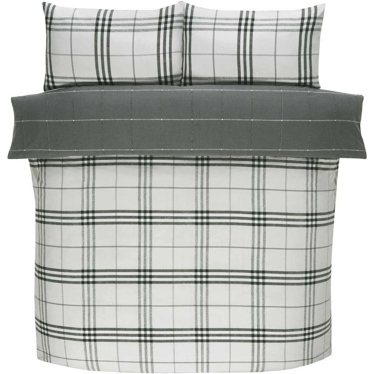 Harris Check Microfibre Duvet Set - Grey Single