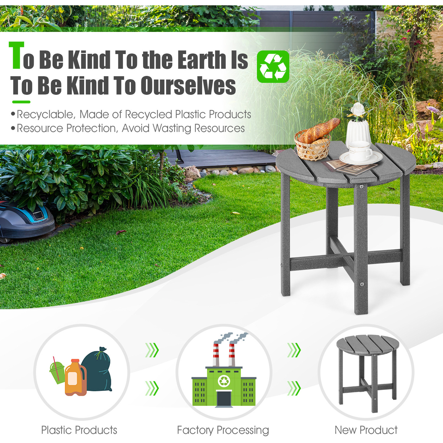 Garden Side Table Adirondack Table - Grey