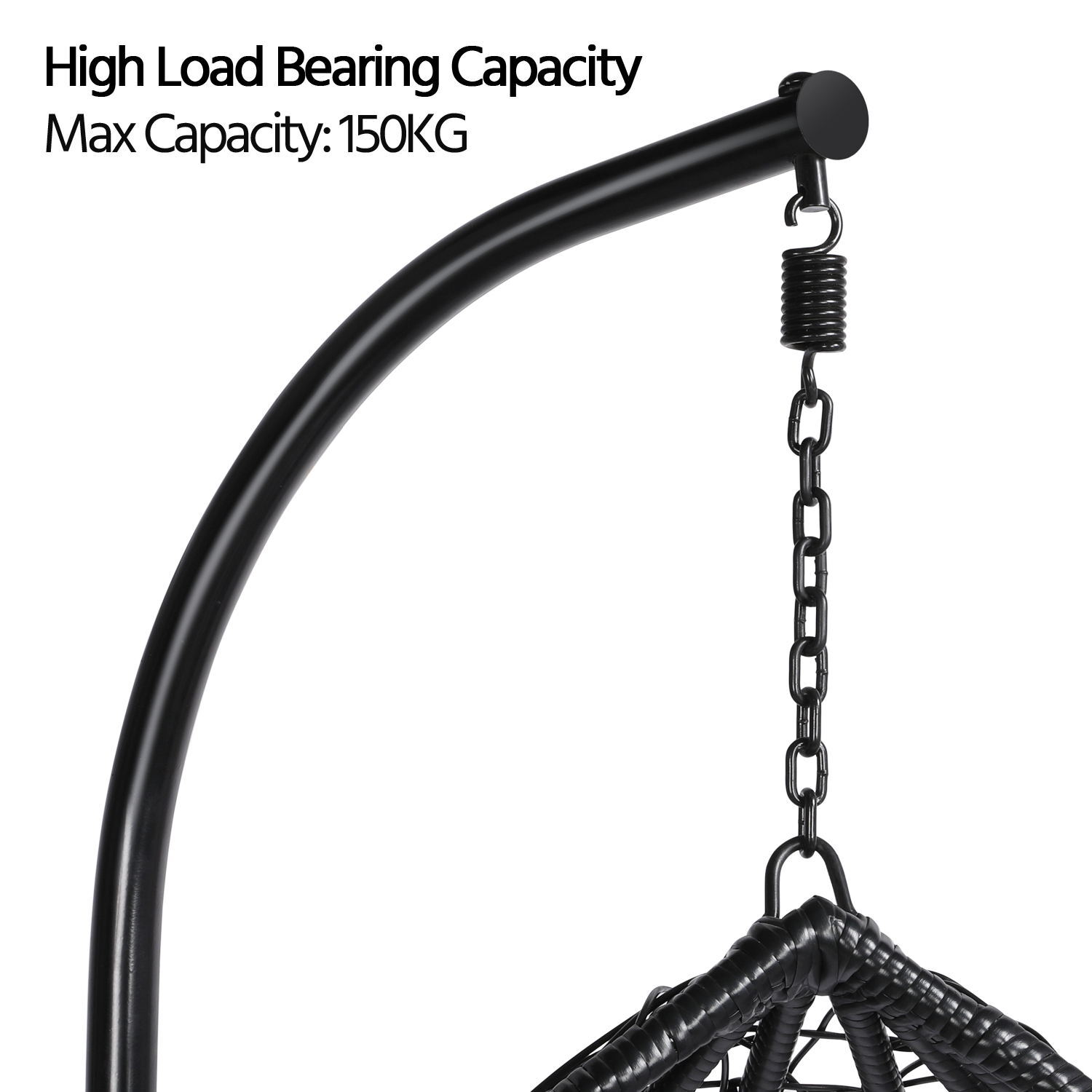 Garden Outdoor Indoor Swing Chair With Cushion - Black