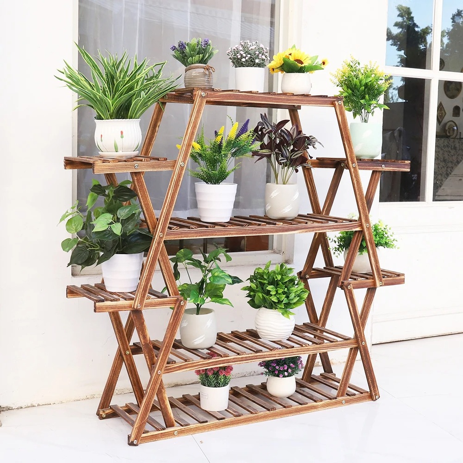 Large 6 Tier Plant Stand - Dark Oak
