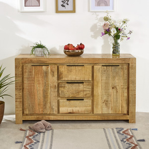 2 Door, 3 Drawer Merlin Mango Wooden Large Sideboard